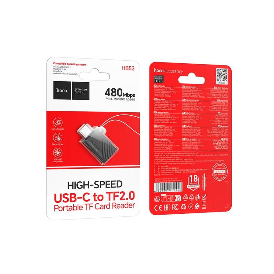 Lector de Tarjetas MicroSD Tipo C Hoco HB53