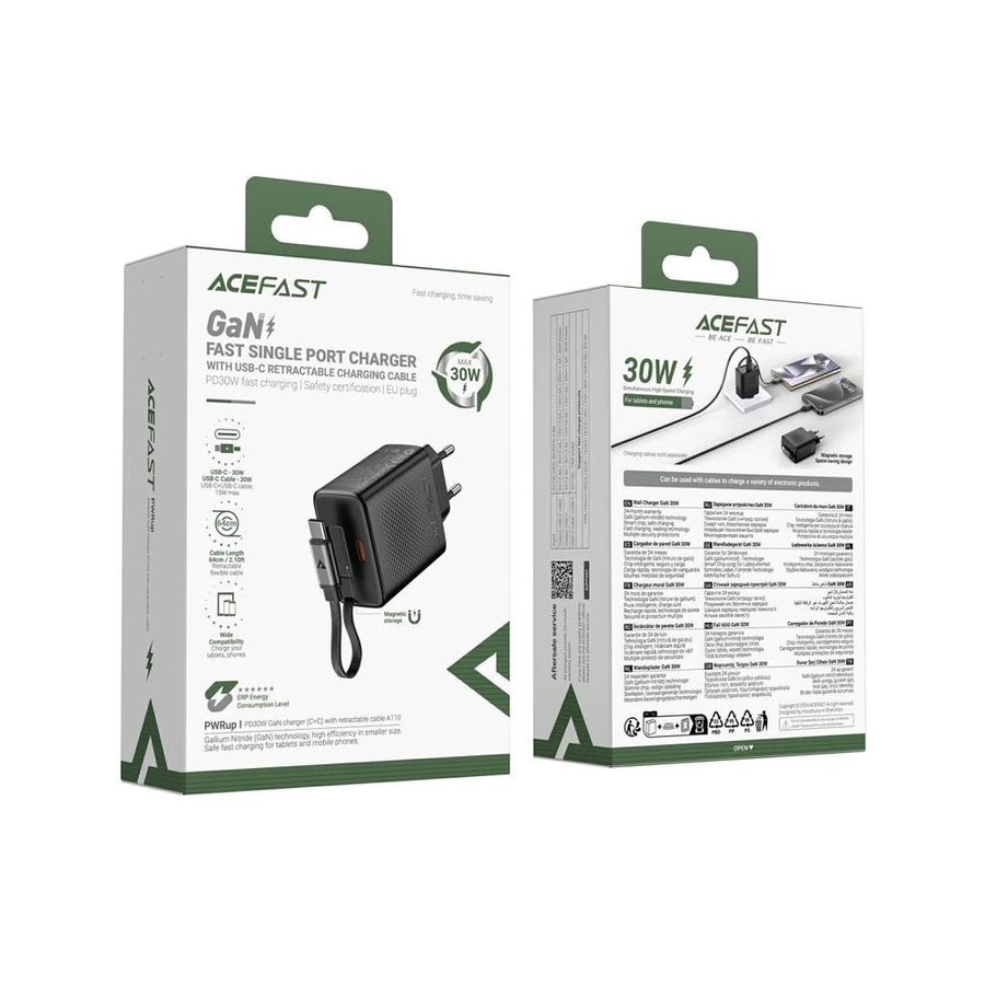 Cargador de Pared 30W con cable retráctil USB-C Acefast A110