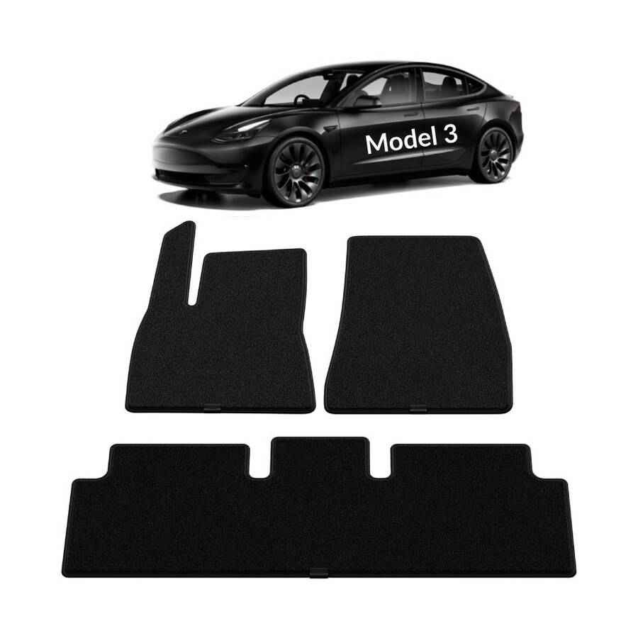 Set de 3 Alfombras de Felpa para Tesla Model 3 2026