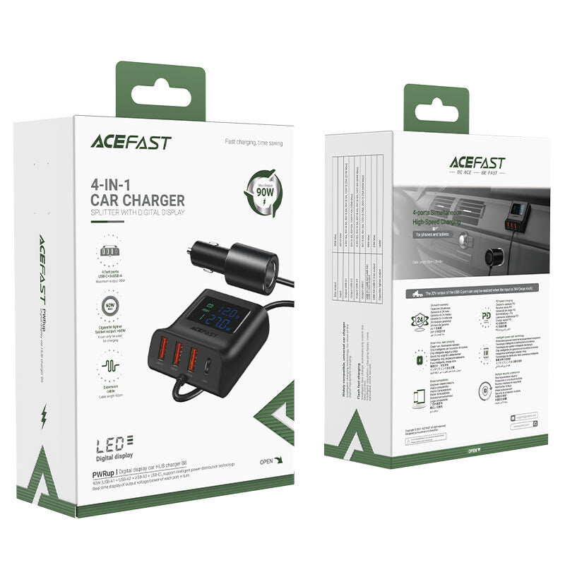 Hub de Carga para Auto USB-C + USB-A Acefast B8