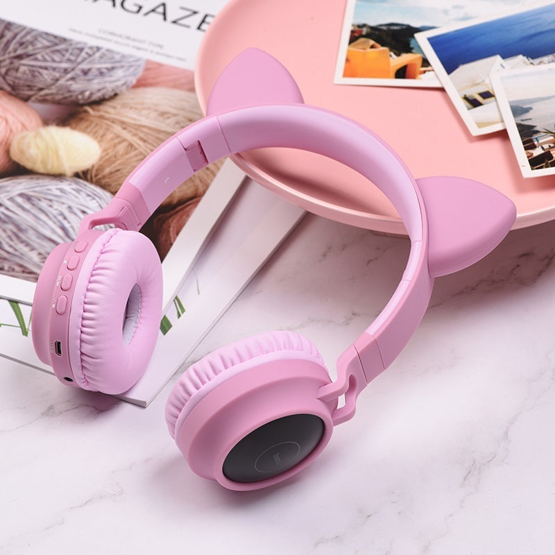 Auricular Bluetooth Vincha con Orejas Hoco W27 - Rosado
