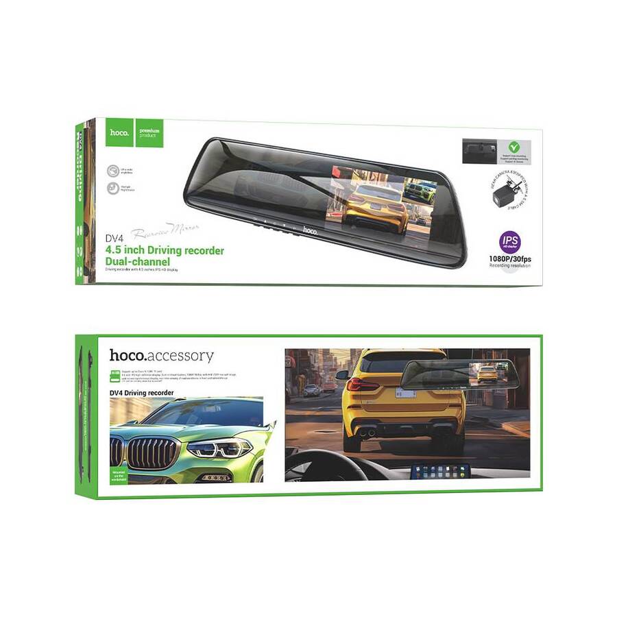 Espejo Retrovisor con Doble Cámara 1080p Hoco DV4