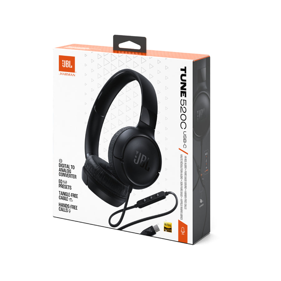 Auriculares JBL TUNE 520C con cable USB-C Negro