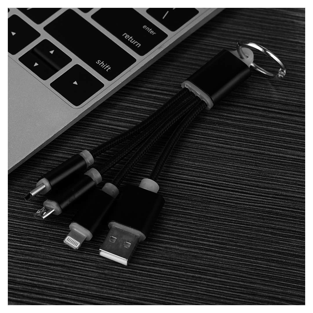 Llavero 3 en 1 (Tipo C + Micro USB + Lightning)