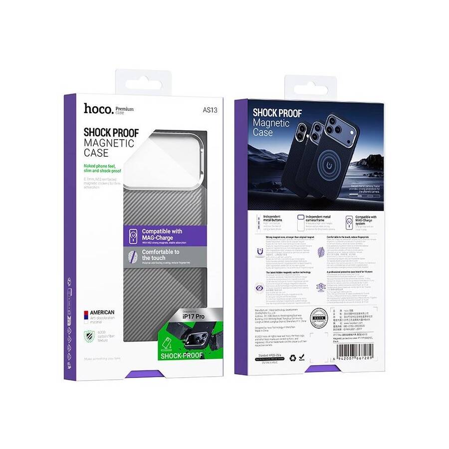 Rayas MagSafe Negro Hoco iPhone 17 PRO