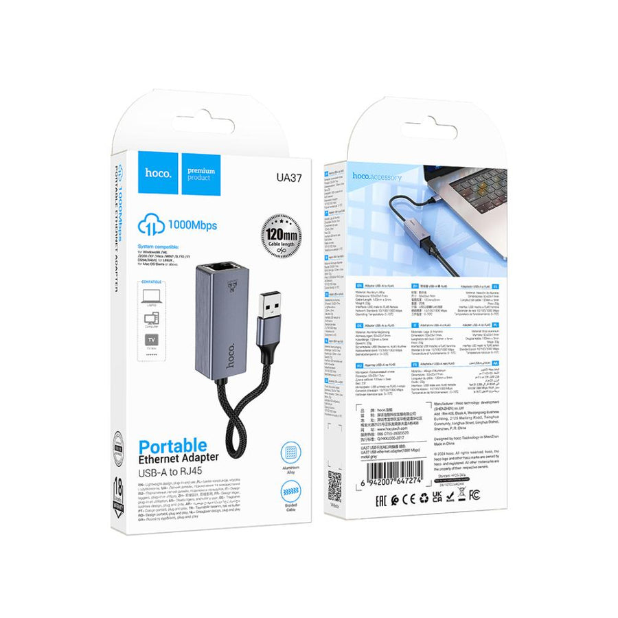 Adaptador USB-A a Ethernet RJ45 Hoco UA37