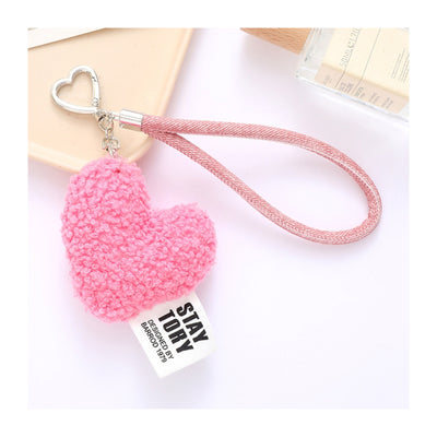 Llavero de Lana Corazón Rosado
