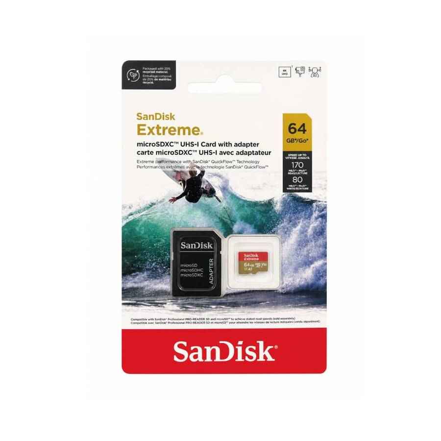 Memoria MicroSDXC SanDisk 64GB Extreme UHS-I V30 170 MB/s