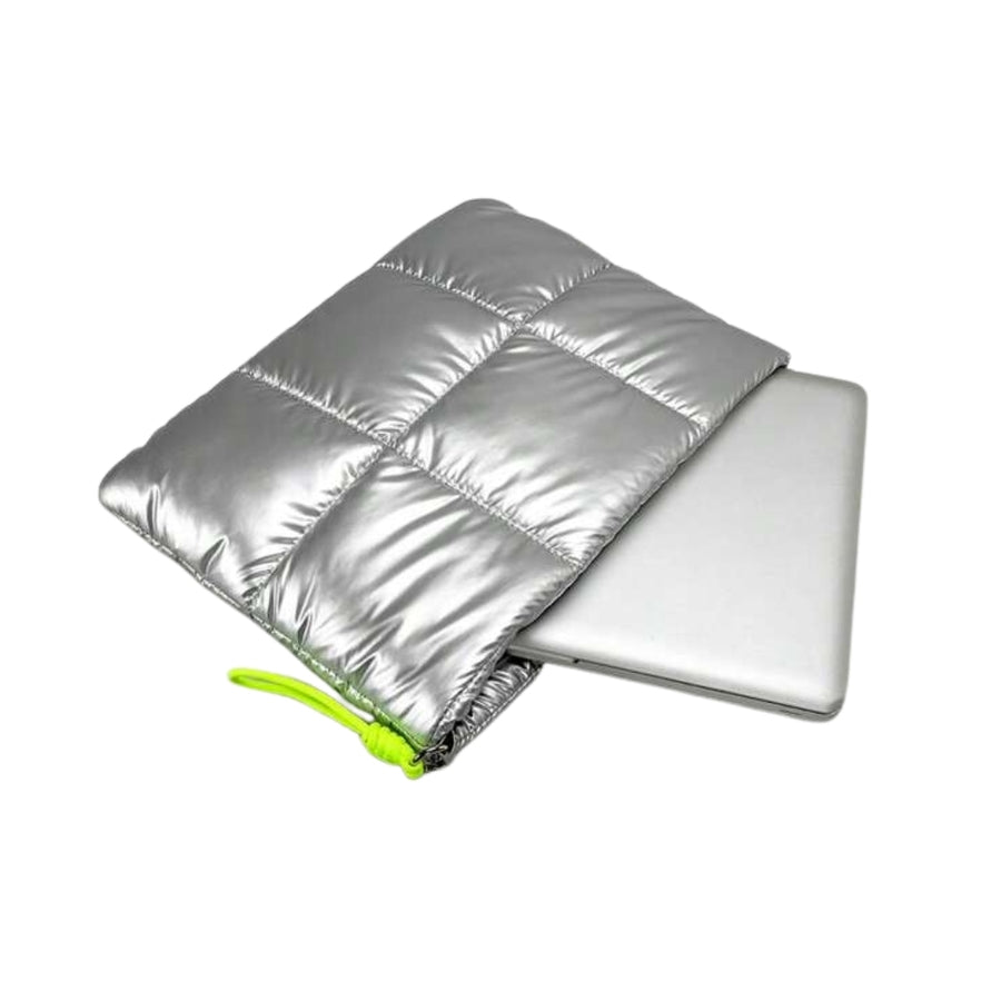 Bolso Puffer para Laptop hasta 14" Plateado Metalizado