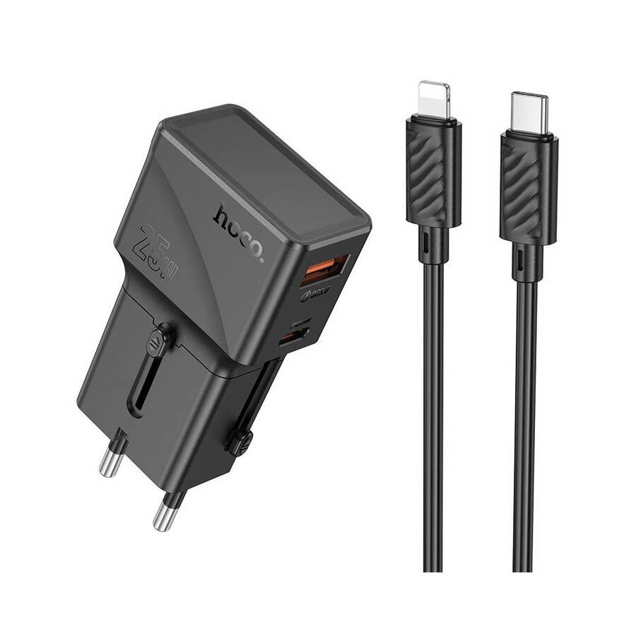 Mini Pack Cargador de Viaje Lightning a USB-C 25W Hoco AC24