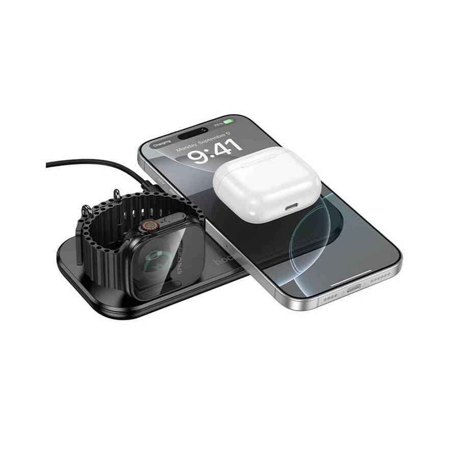 Cargador Inalámbrico de Escritorio 3 en 1 Hoco CW65 Negro