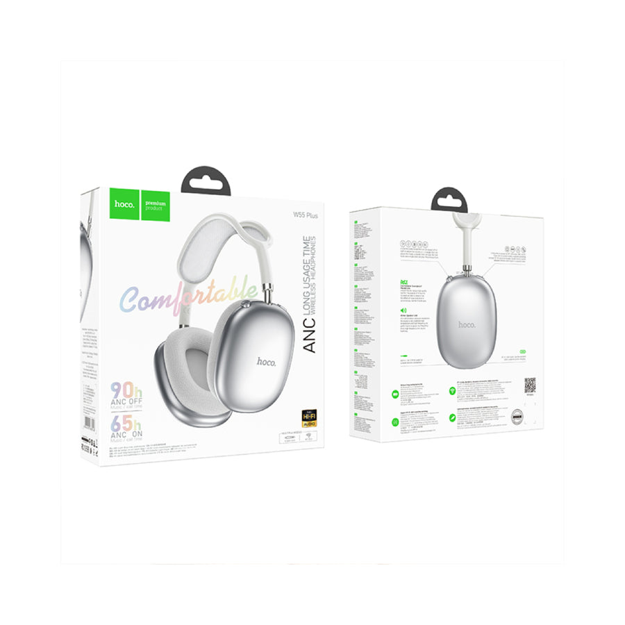 Auricular Inalámbrico Vincha ANC Hoco W55 Plus Plateado