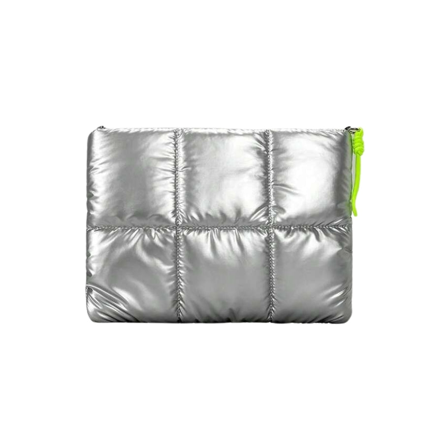 Bolso Puffer para Laptop hasta 16" Plateado Metalizado