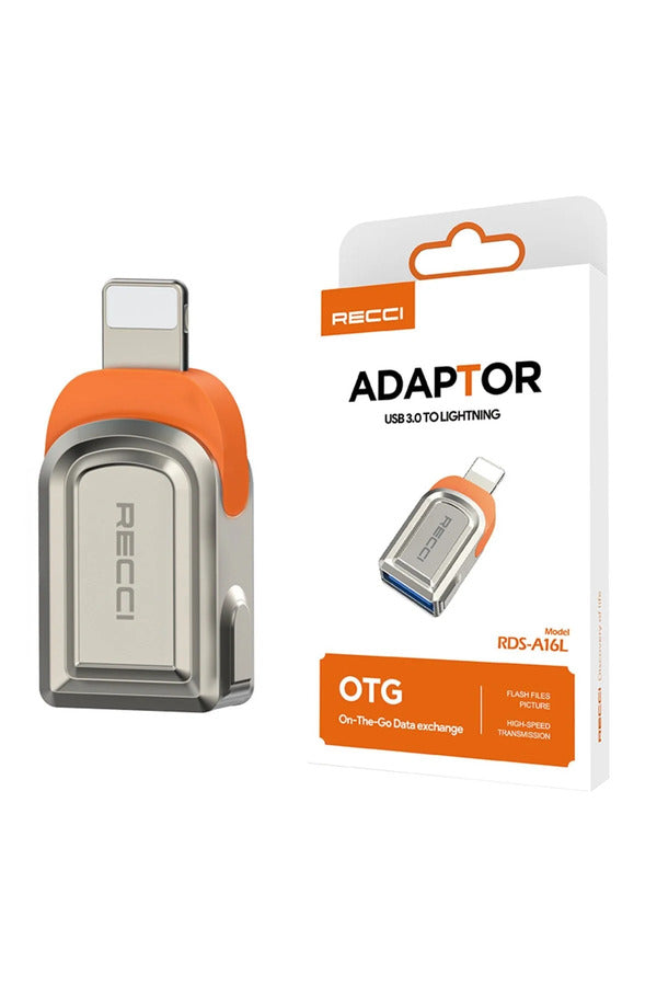 Adaptador OTG Lightning a USB-A 3.0 Recci RDS-A16L