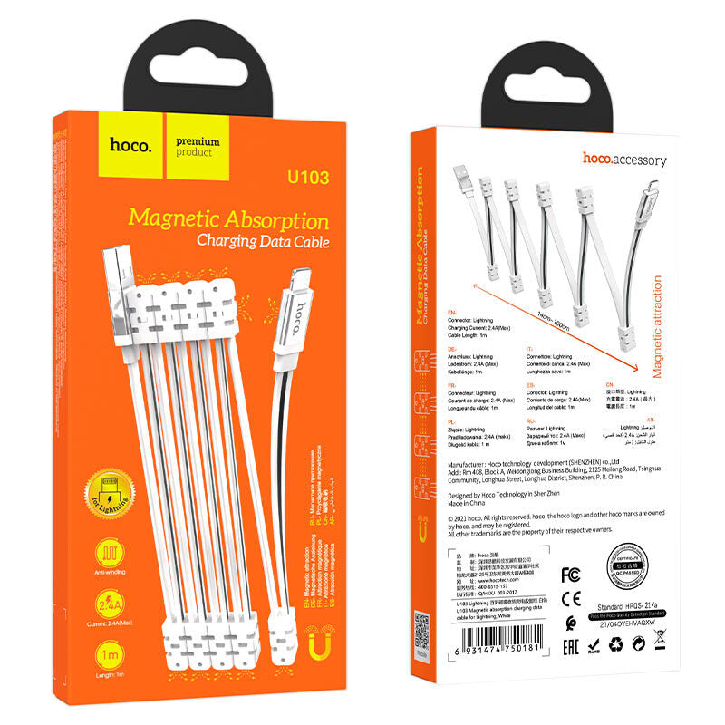Cable Lightning Silicona Magnético Hoco U103