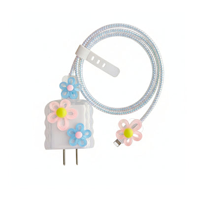 Protector de cable y cargador Floreado