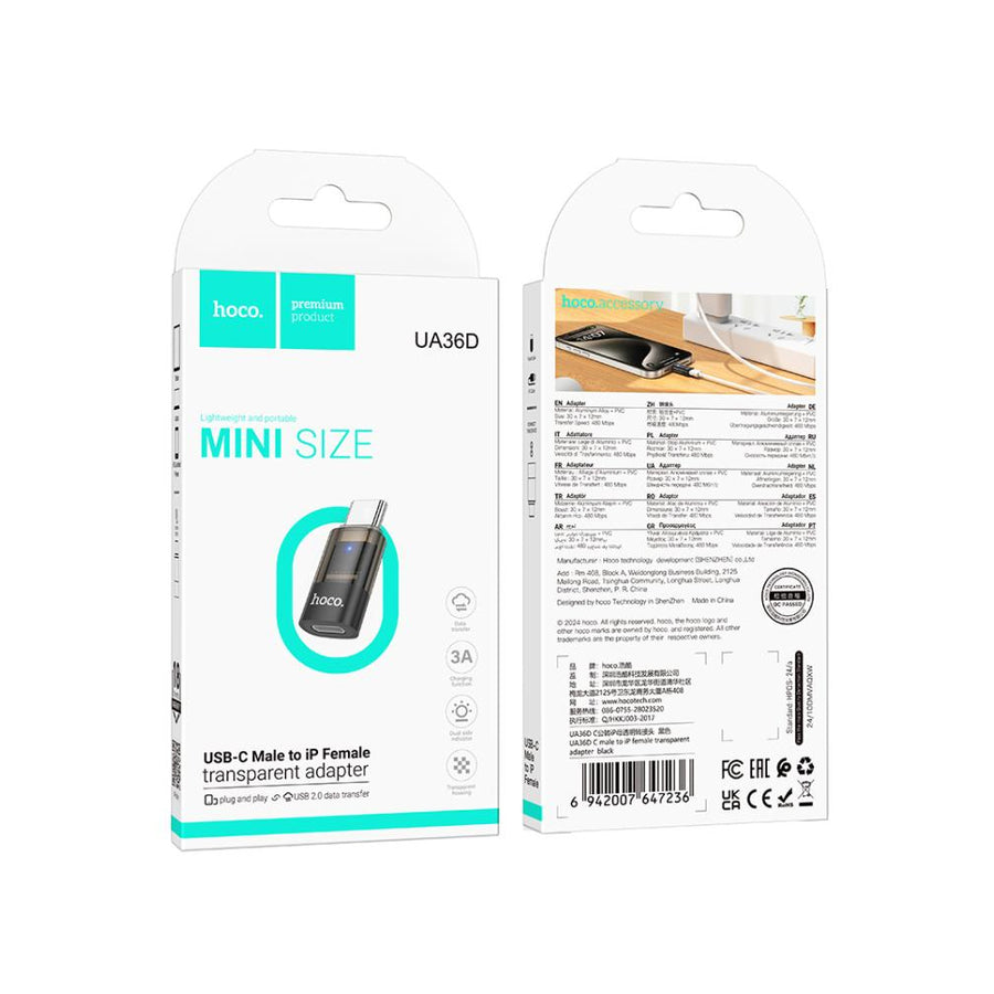 Adaptador USB-C Macho a Lightning Hembra Hoco UA36D