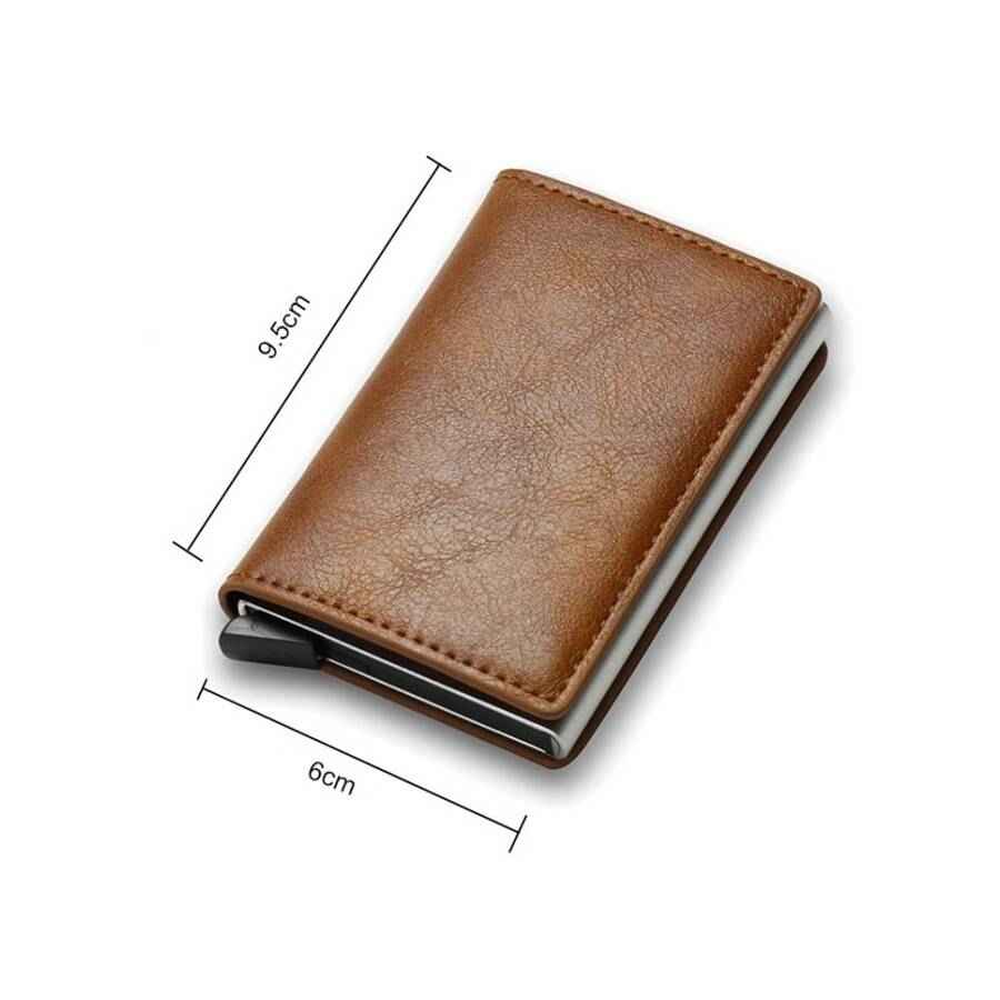Billetera Tarjetero Anti Clonación RFID Simil Cuero Marrón