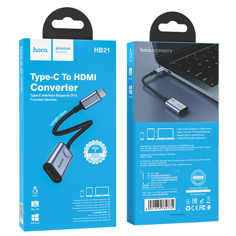 Adaptador TIPO C a HDMI Hoco HB21