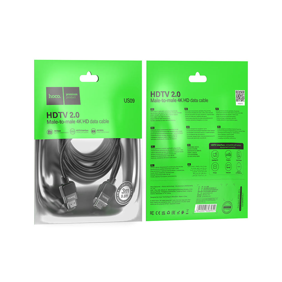 Cable HDTV 2.0 4K 2 Metros Hoco US09