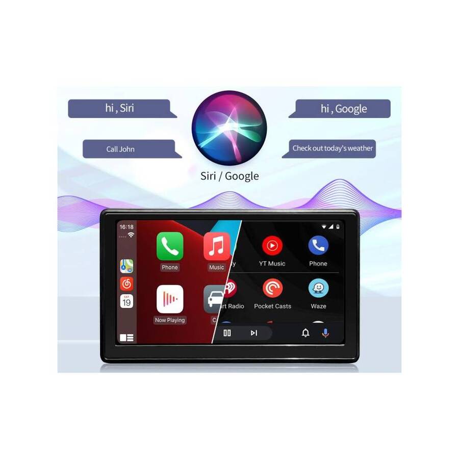 Pantalla de 7" para Auto con CarPlay / Android con Cámara