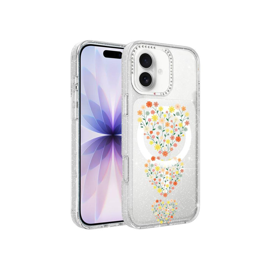 Flores Corazon MagSafe Glitter iPhone 17