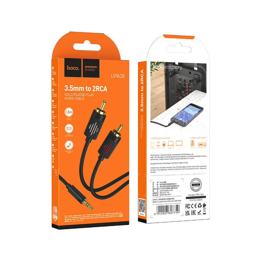 Cable Auxiliar 3.5mm a 2RCA Hoco UPA28