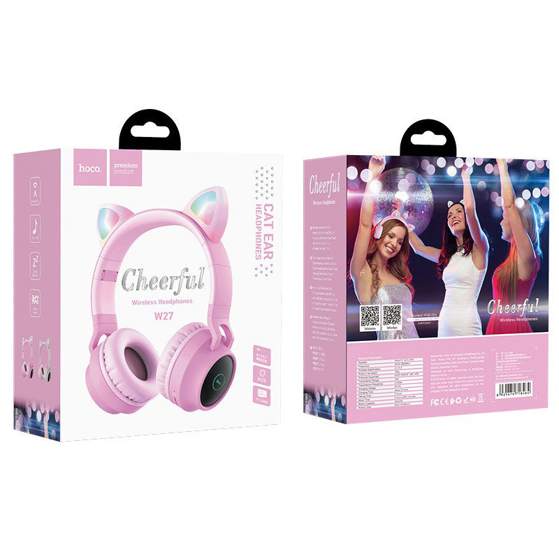 Auricular Bluetooth Vincha con Orejas Hoco W27 - Rosado