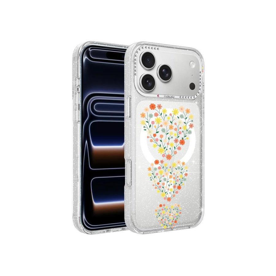 Flores Corazon MagSafe Glitter iPhone 17 PRO