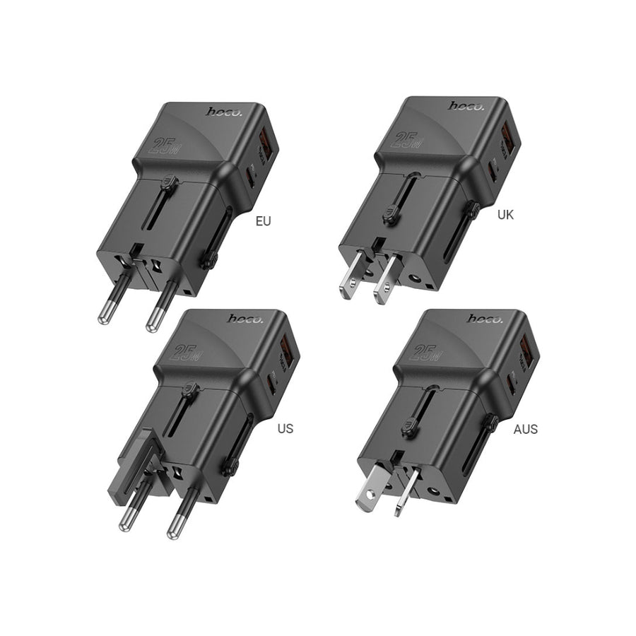 Adaptador de Viaje PD25W USB-C + USB-A Hoco AC24
