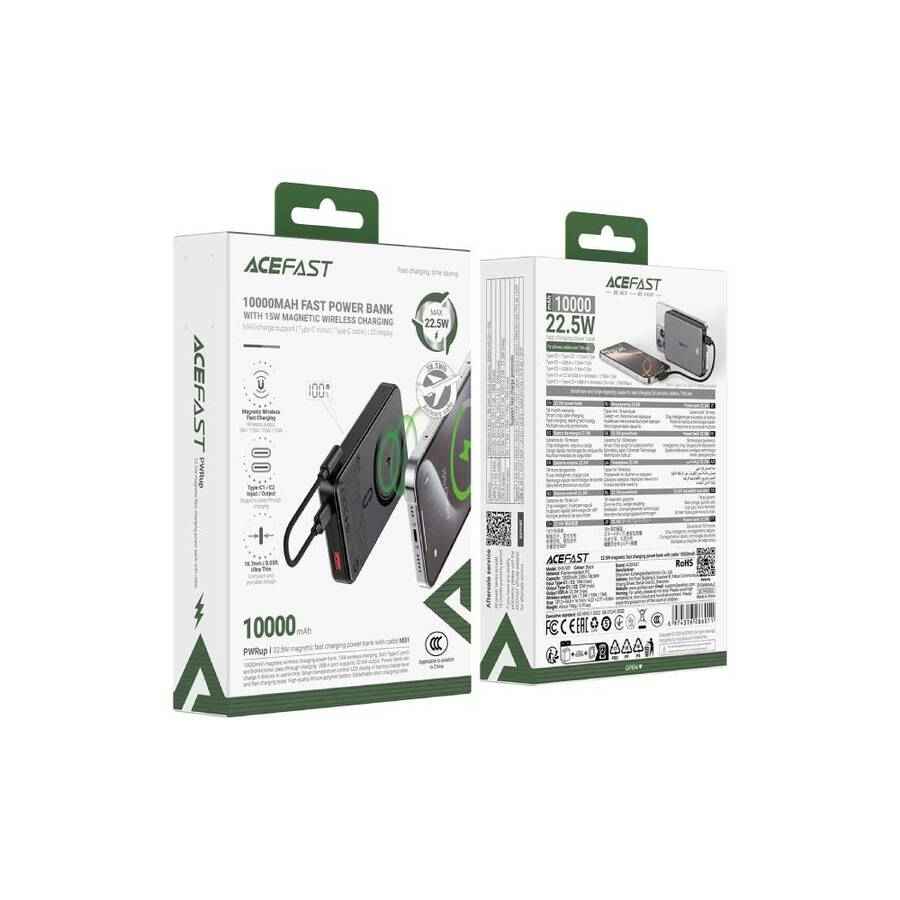 Bateria Externa MagSafe 10000mAh 22.5W Acefast M31 Negro