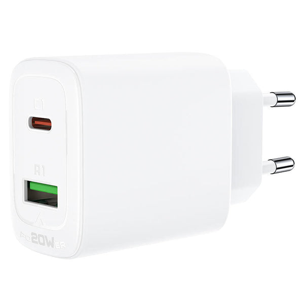 Adaptador Pared 20W USB-C + USB-A Acefast A25