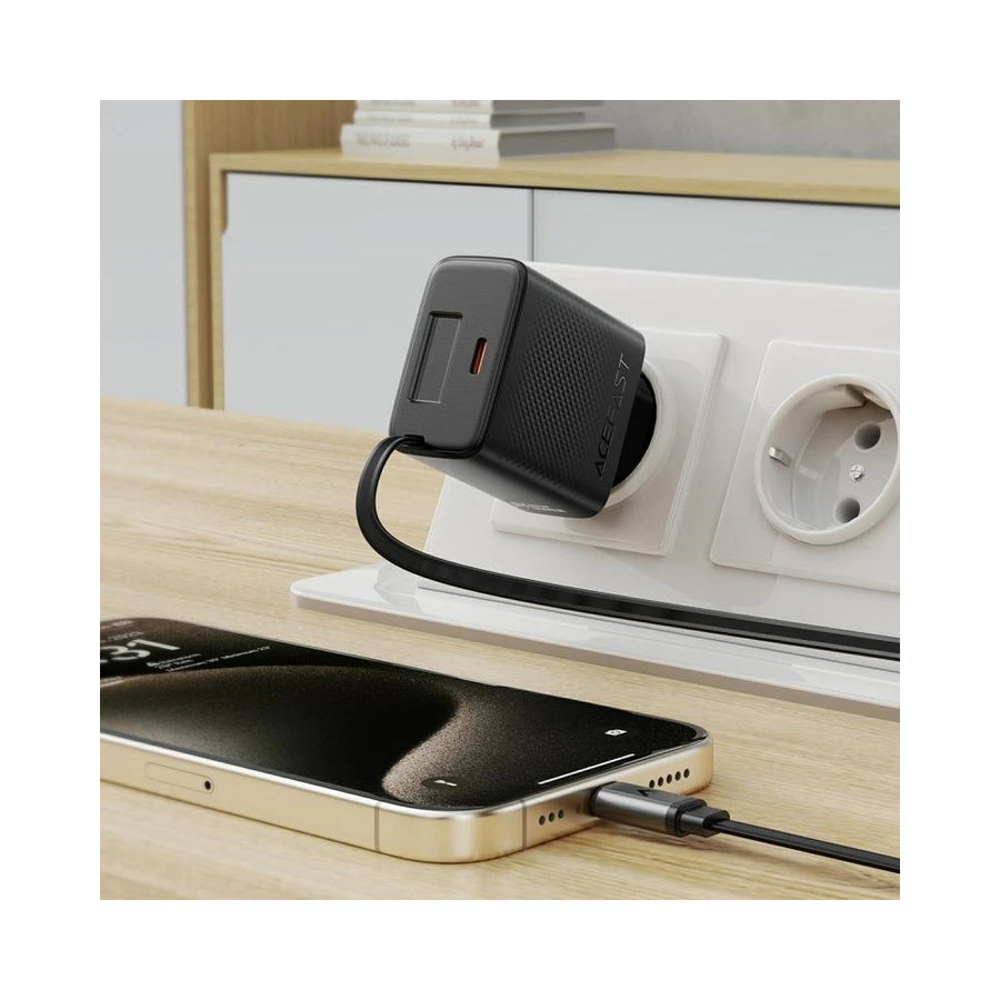 Cargador de Pared 30W con cable retráctil USB-C Acefast A110