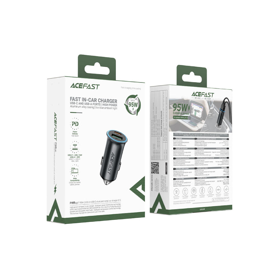 Adaptador para Auto 95W USB-C + USB-A Acefast B16
