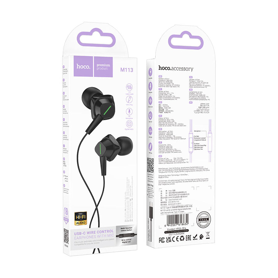 Auriculares Tipo C Hoco M113 Negro