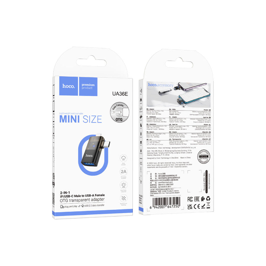 Adaptador OTG Lightning / USB-C a USB-A HOCO UA36E