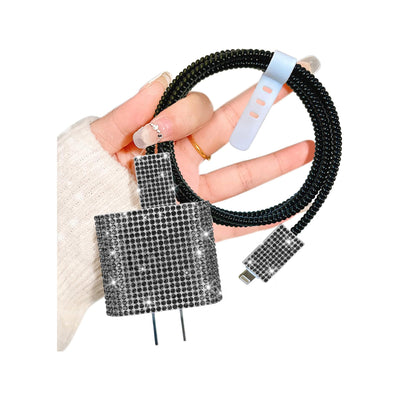 Protector de cable y cargador Negro Brillo