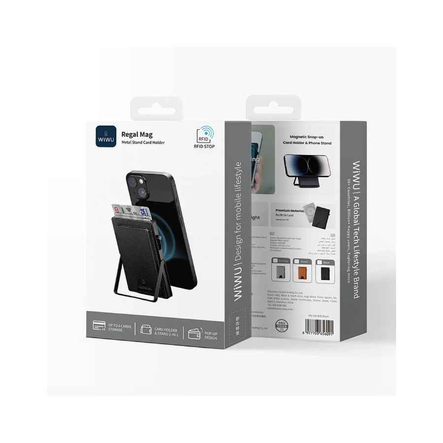 Tarjetero Metálico MagSafe con Soporte WiWU MW-006 Negro