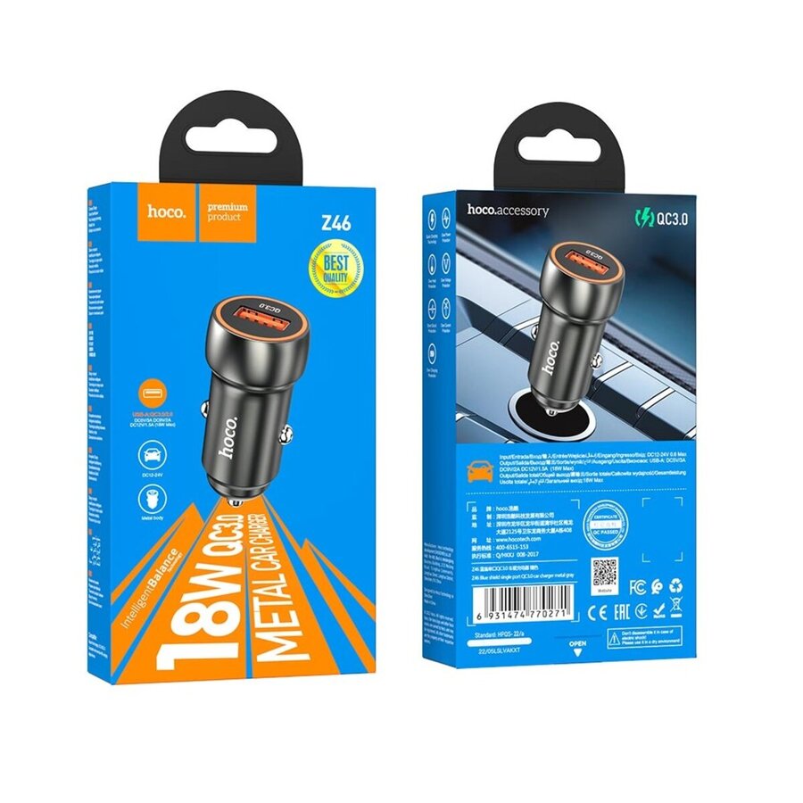 Adaptador Auto QC 3.0 18W Hoco Z46