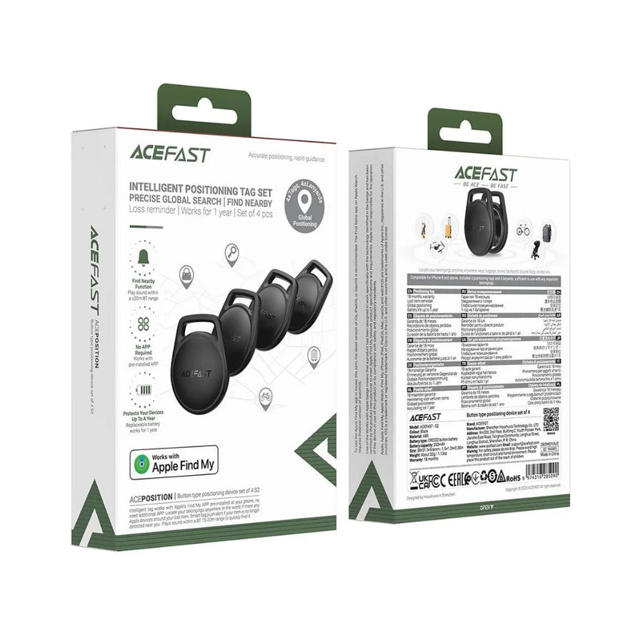 Localizador Rastreador Acefast S2 - Pack de 4 unidades