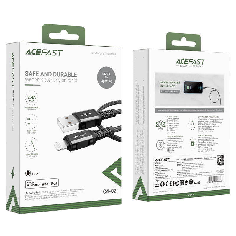 Cable Acordonado Lightning iPhone / iPad Acefast C4-02