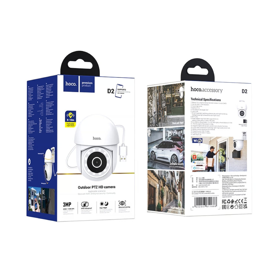 Cámara Videovigilancia Wifi para Exterior Hoco D2