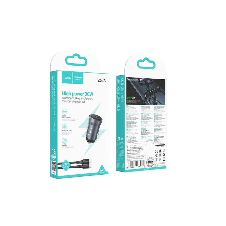 Pack Cargador Auto USB-C a USB-C PD30W Hoco Z62A