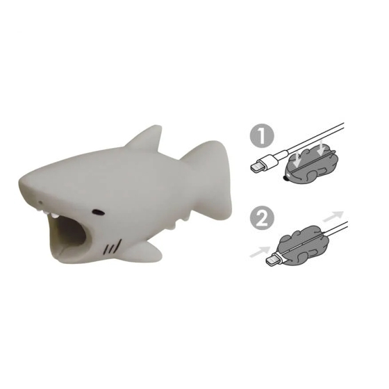 Protector de Cable Tiburón Gris – iCase Uruguay